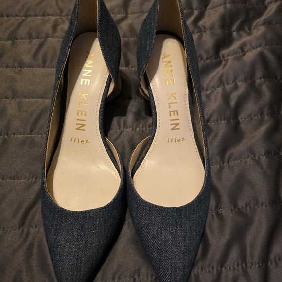 Anne Klein Shoes - Anne Klein Dark Blue Denim Pointed D'Orsay Heels